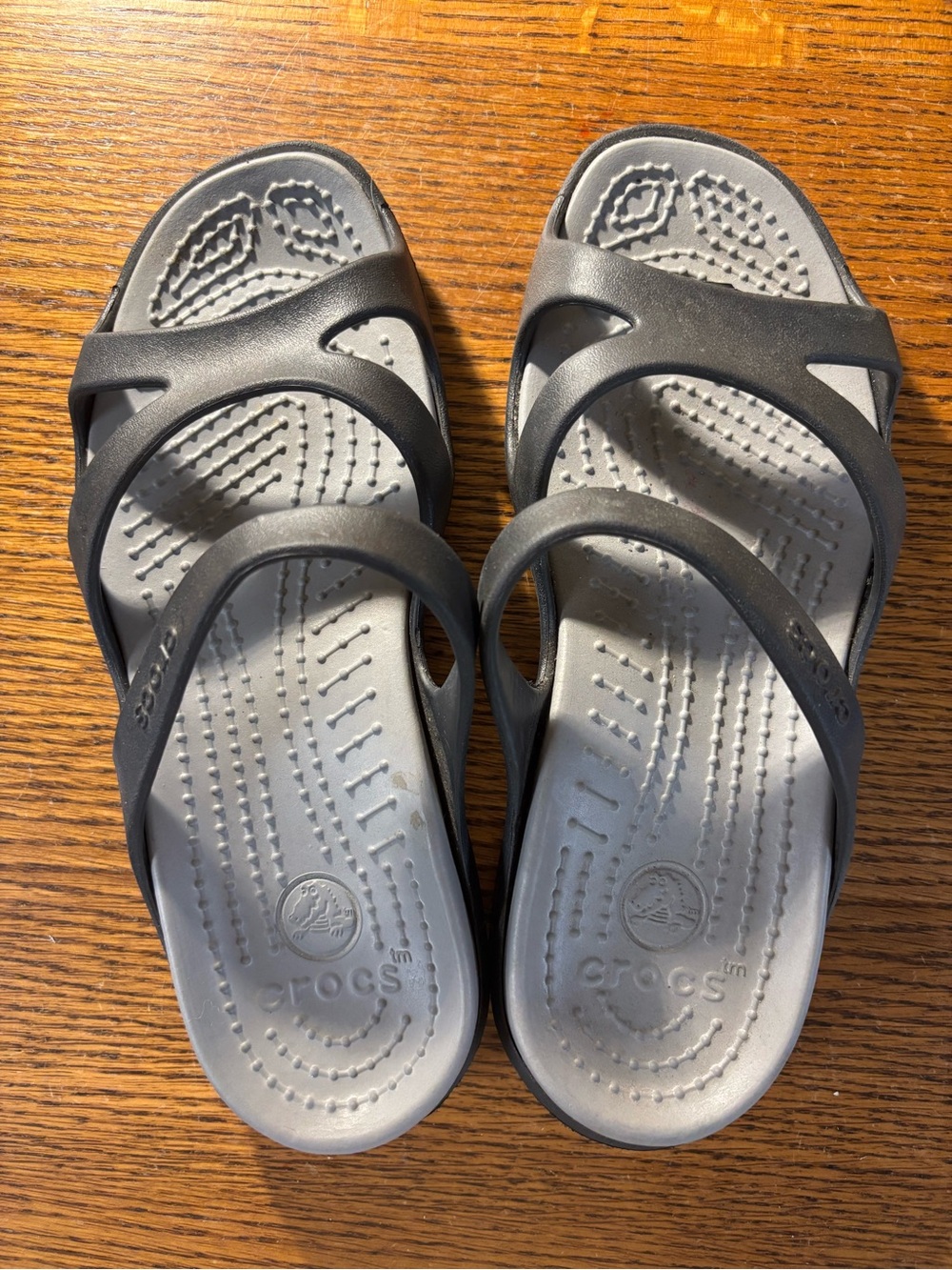 CROCS Two-Strap Slide Sandals in Black